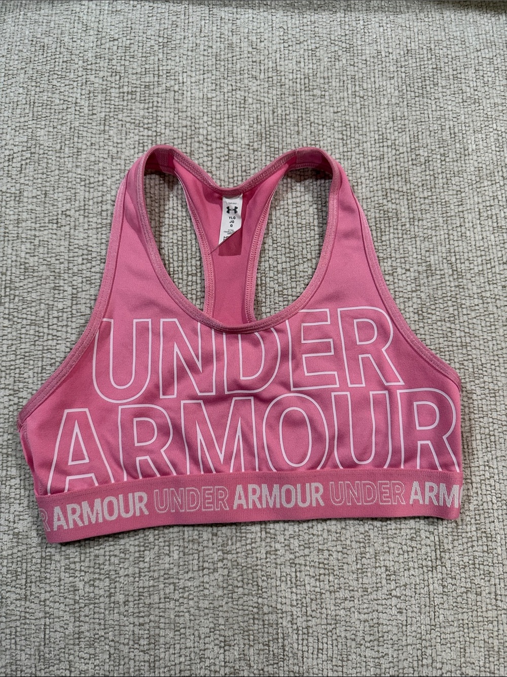 Under Armour Pink Logo Racerback Sports Bra